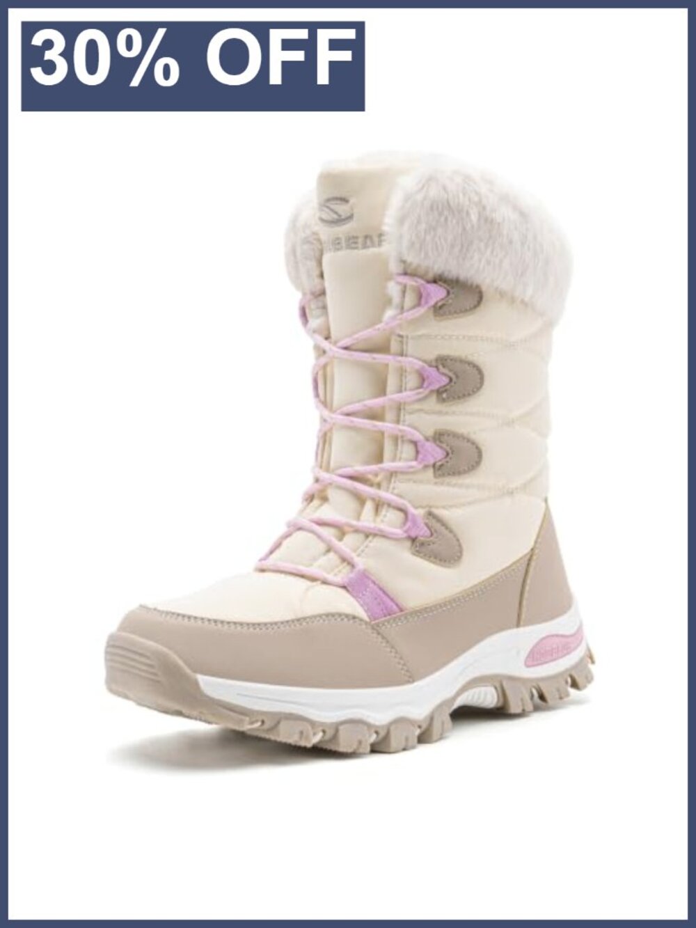 Kids Waterproof Snow Boots Faux Fur Lined Winter Pull-On